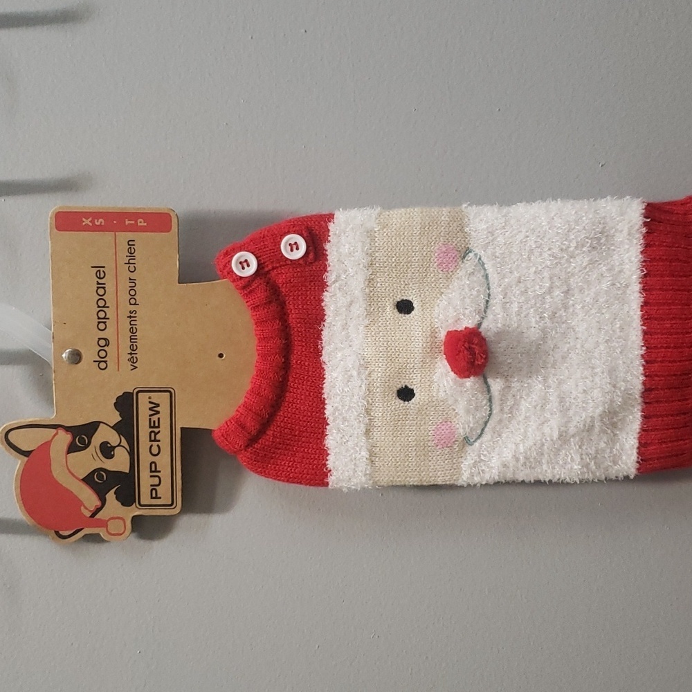 Pup Crew NWT Dog Apparel Snowflake and Reindeer Holiday Sweater, XS